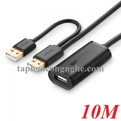 Ugreen 20214 10M màu Đen Cáp tín hiệu nối dài USB 2.0 có chip khuếch đại hỗ trợ nguồn USB US137 30020214